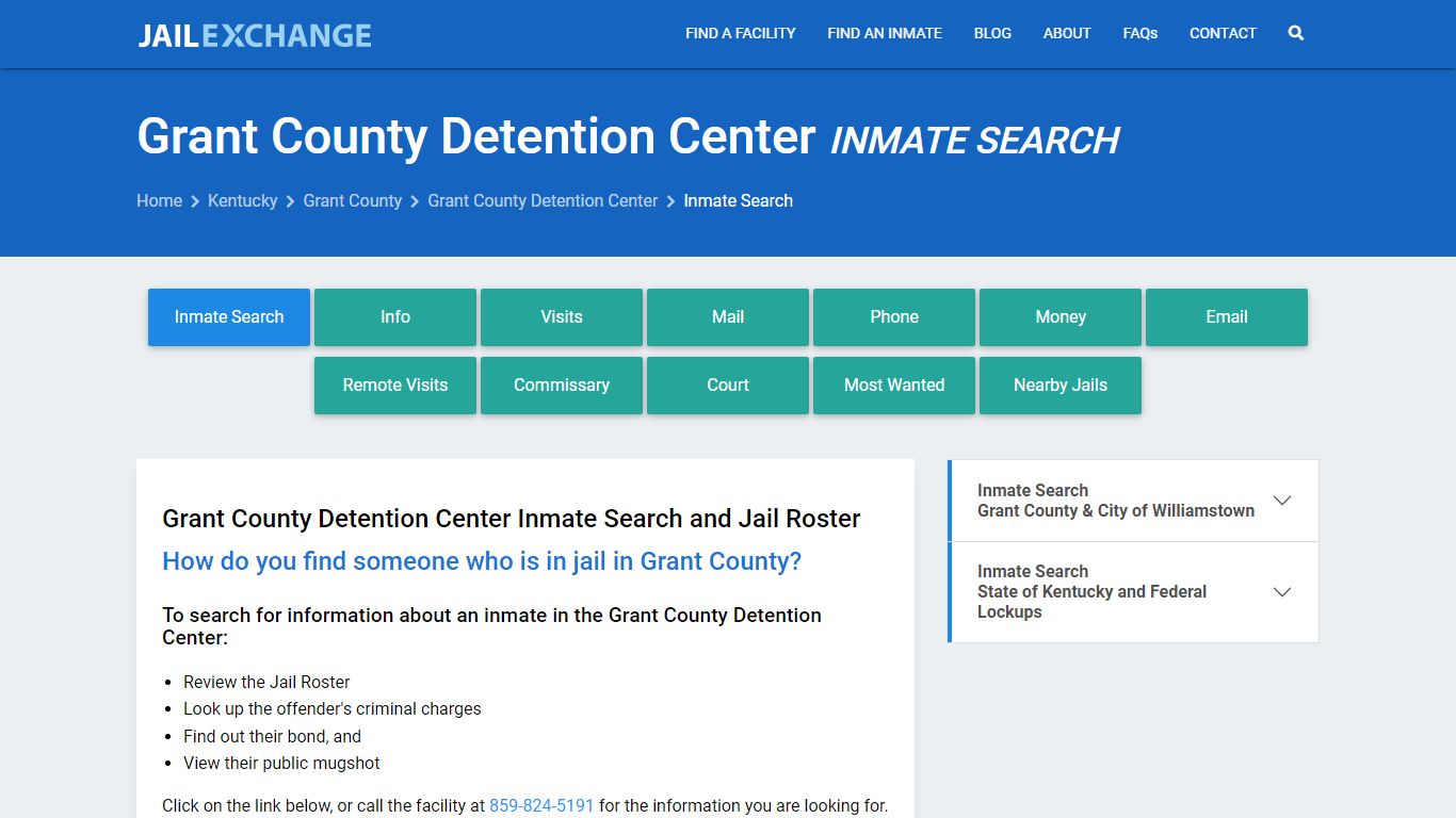 Grant County Detention Center Inmate Search - Jail Exchange